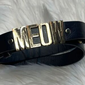 Deena & Ozzy MEOW Fashion Belt Black and Gold Small